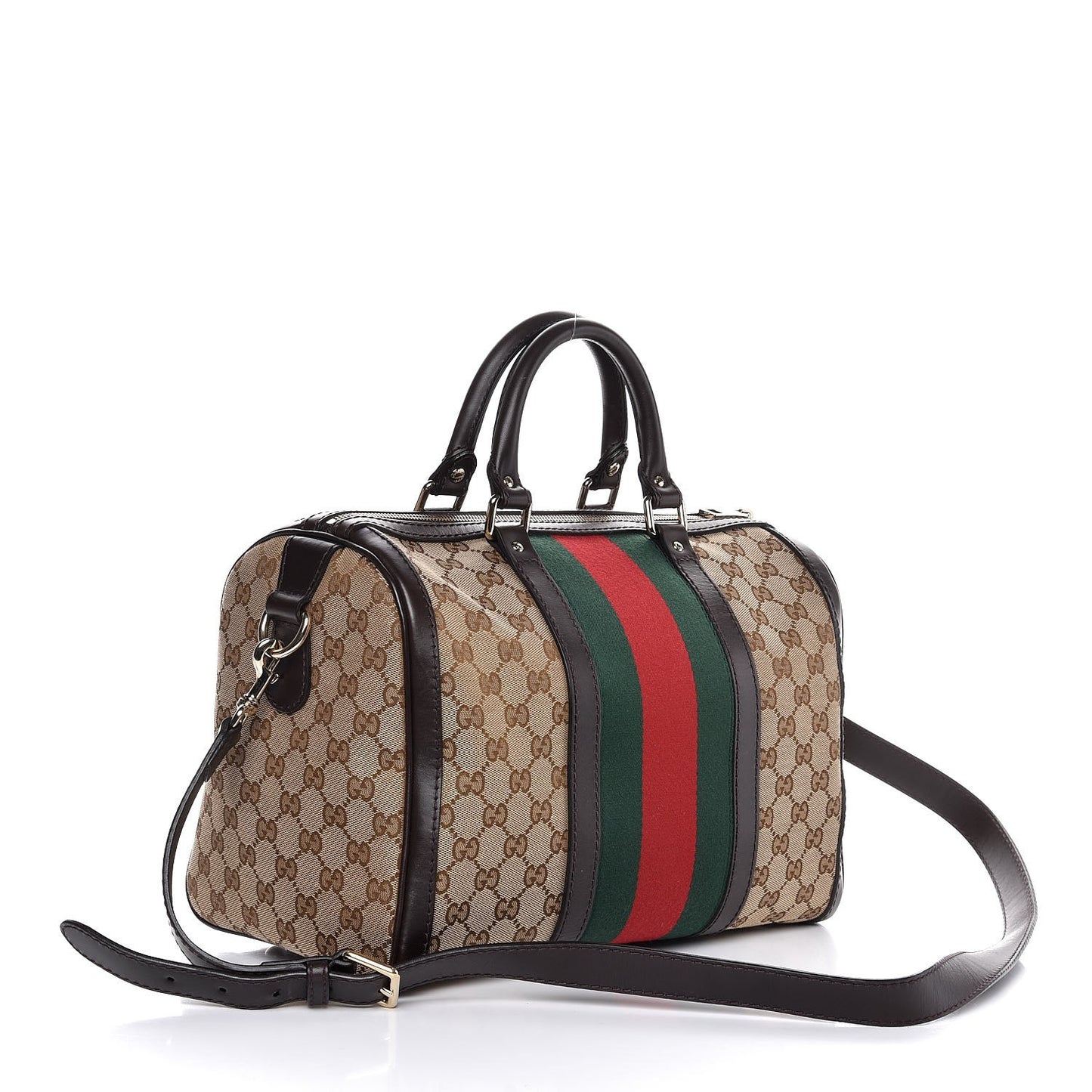 Monogram Vintage Web Medium Boston Dark Brown