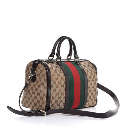 Gucci Monogram Vintage Web Medium Boston Dark Brown 4 of 8