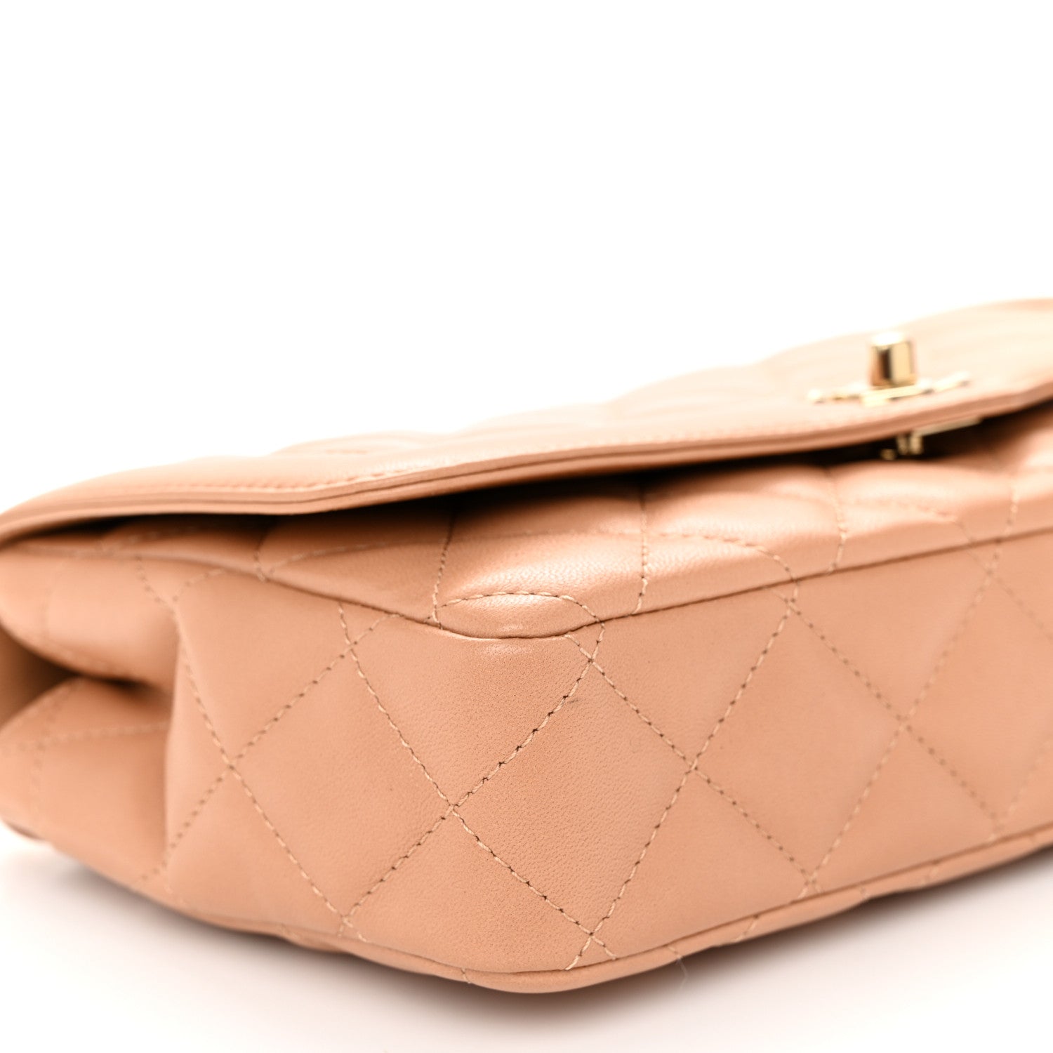 Chanel Crumpled Glazed Lambskin Quilted Medium Hold The Line Flap Beige 9 of 11
