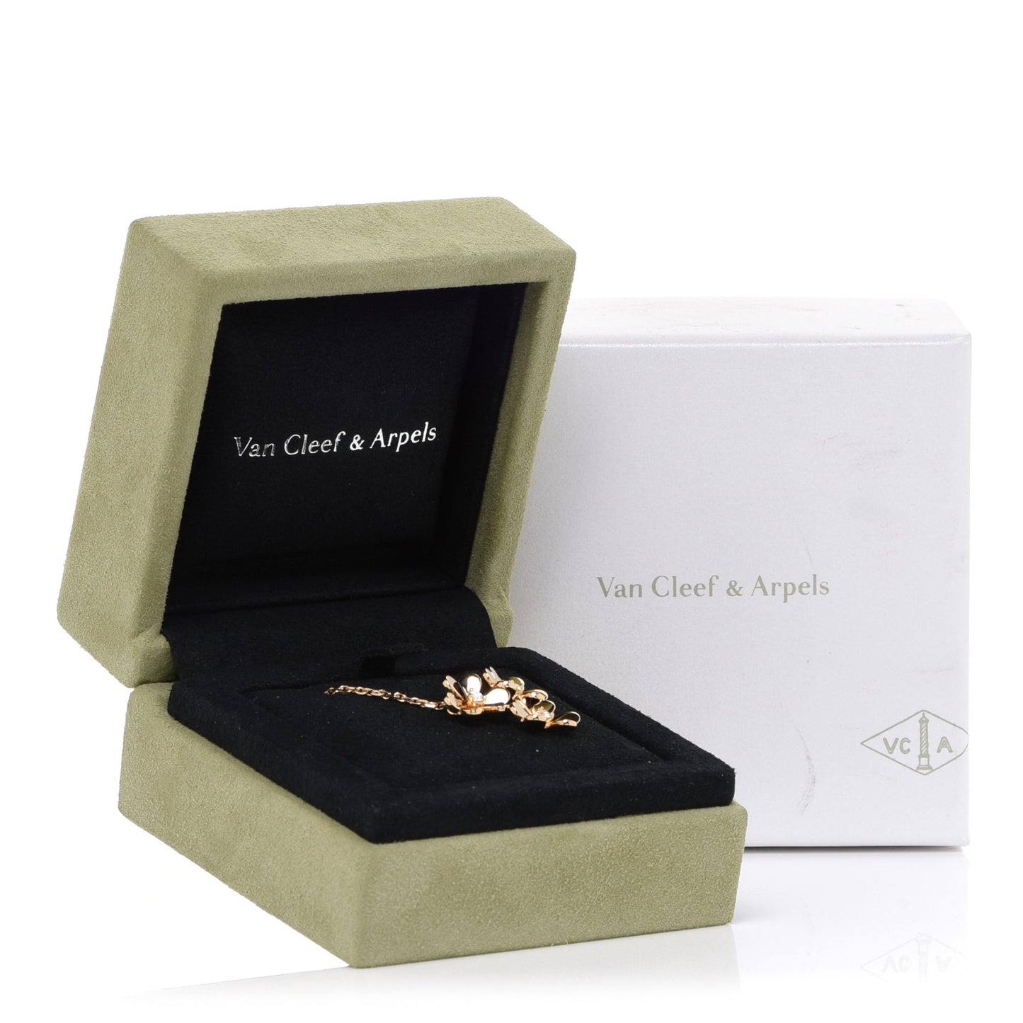 18K Yellow Gold Diamond Mini Frivole 3 Flowers Pendant Necklace