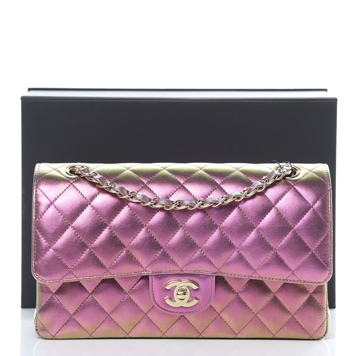 Chanel Iridescent Lambskin Quilted Medium Double Flap Purple 11 of 11
