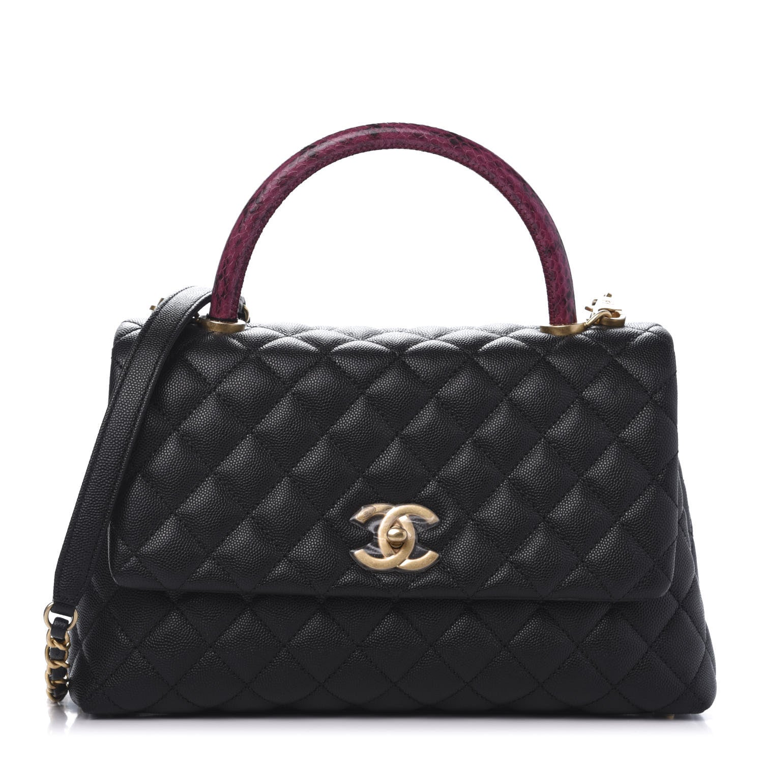 Chanel Caviar Elaphe Quilted Small Coco Handle Flap Black 1 of 10