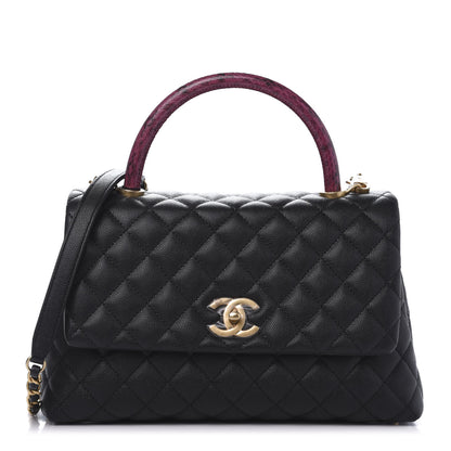 Chanel Caviar Elaphe Quilted Small Coco Handle Flap Black 1 of 10