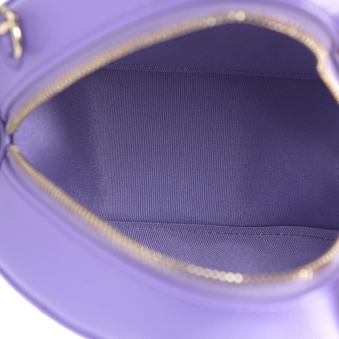 Caviar Quilted Round Clutch With Chain Purple