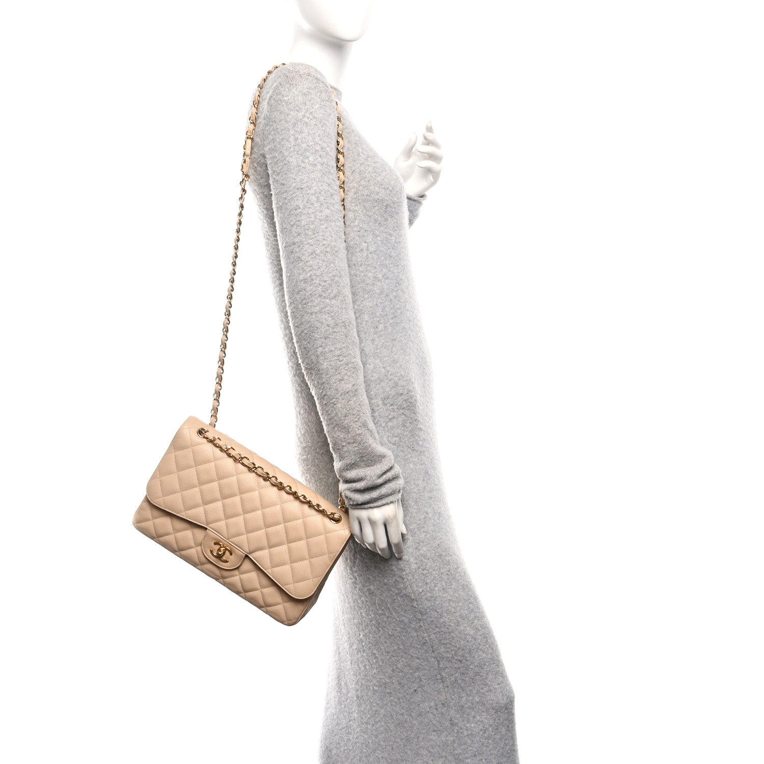 Chanel Caviar Quilted Jumbo Double Flap Beige Clair 2 of 10