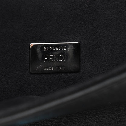 Fendi Vitello Dolce Elaphe Monster Eyes Micro Double Baguette Black Naturale 8 of 11