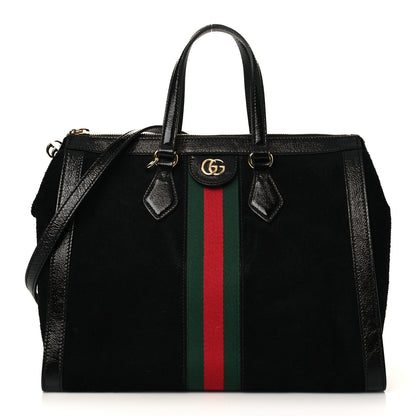 Gucci Suede Patent GG Web Medium Ophidia Tote Bag Black 1 of 6