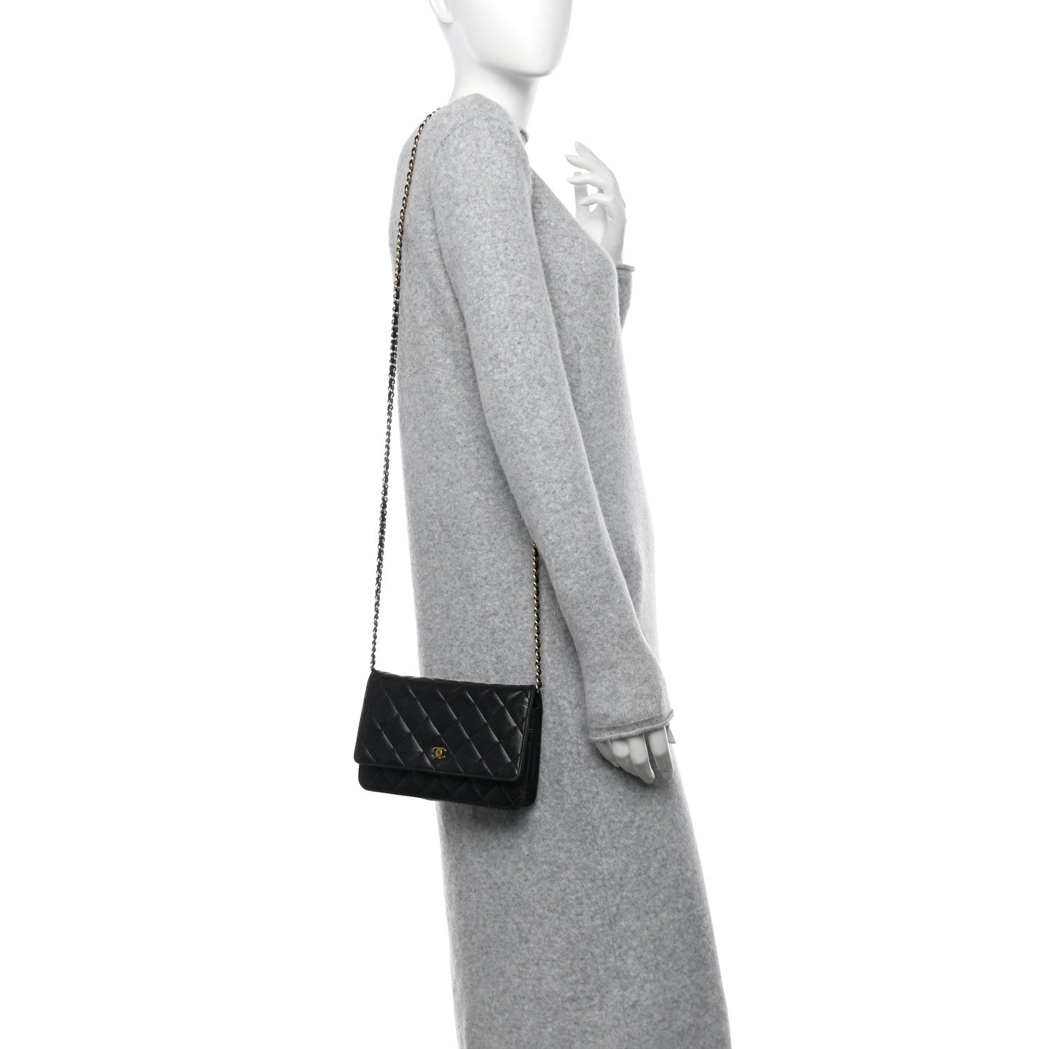Chanel Lambskin Quilted Wallet On Chain WOC Black 2 of 11