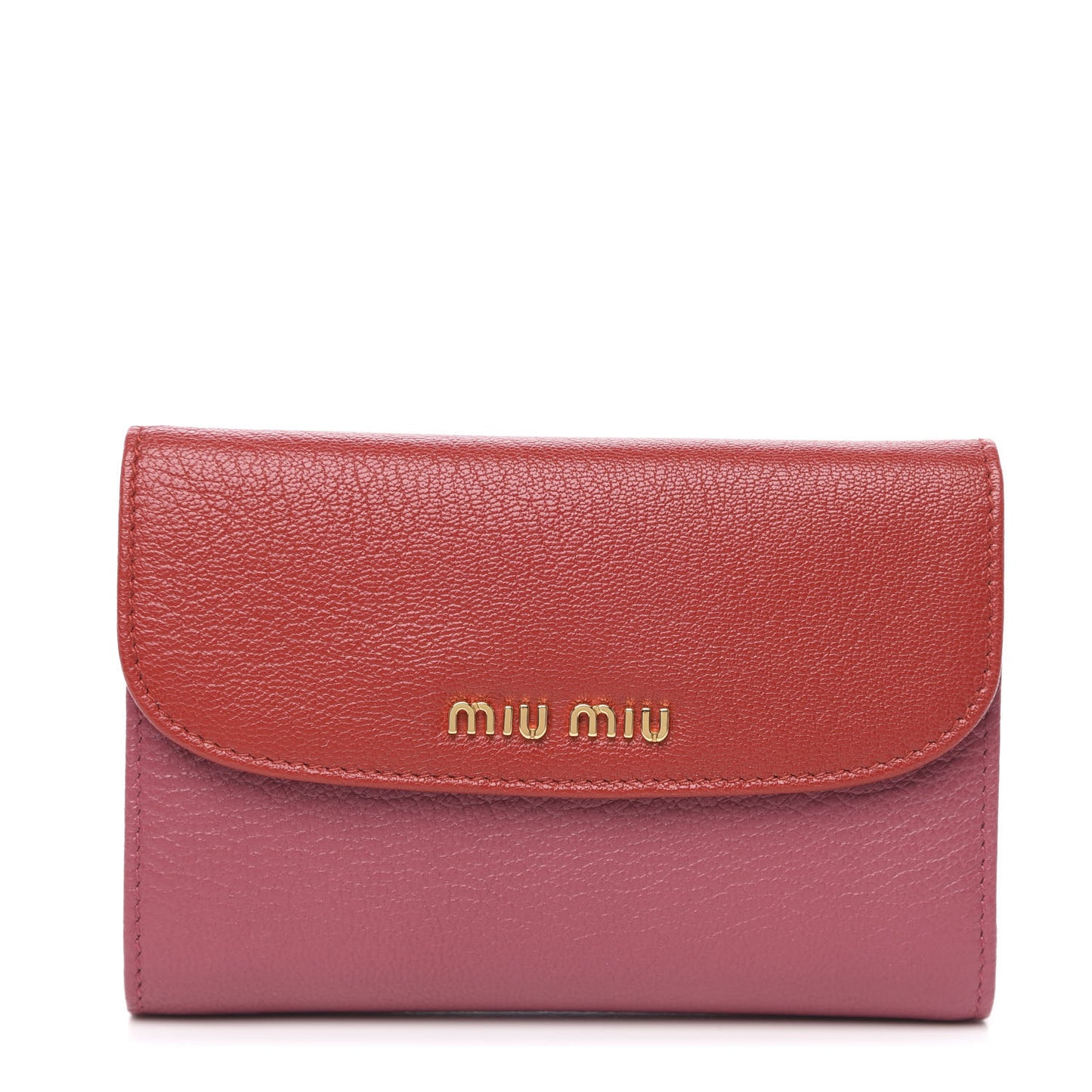 Goatskin Madras Bicolor Flap Wallet Fuoco Bruyere