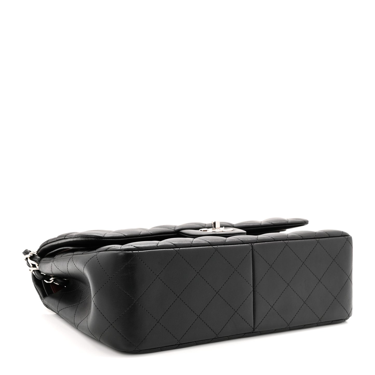 Lambskin Quilted Jumbo Double Flap Black