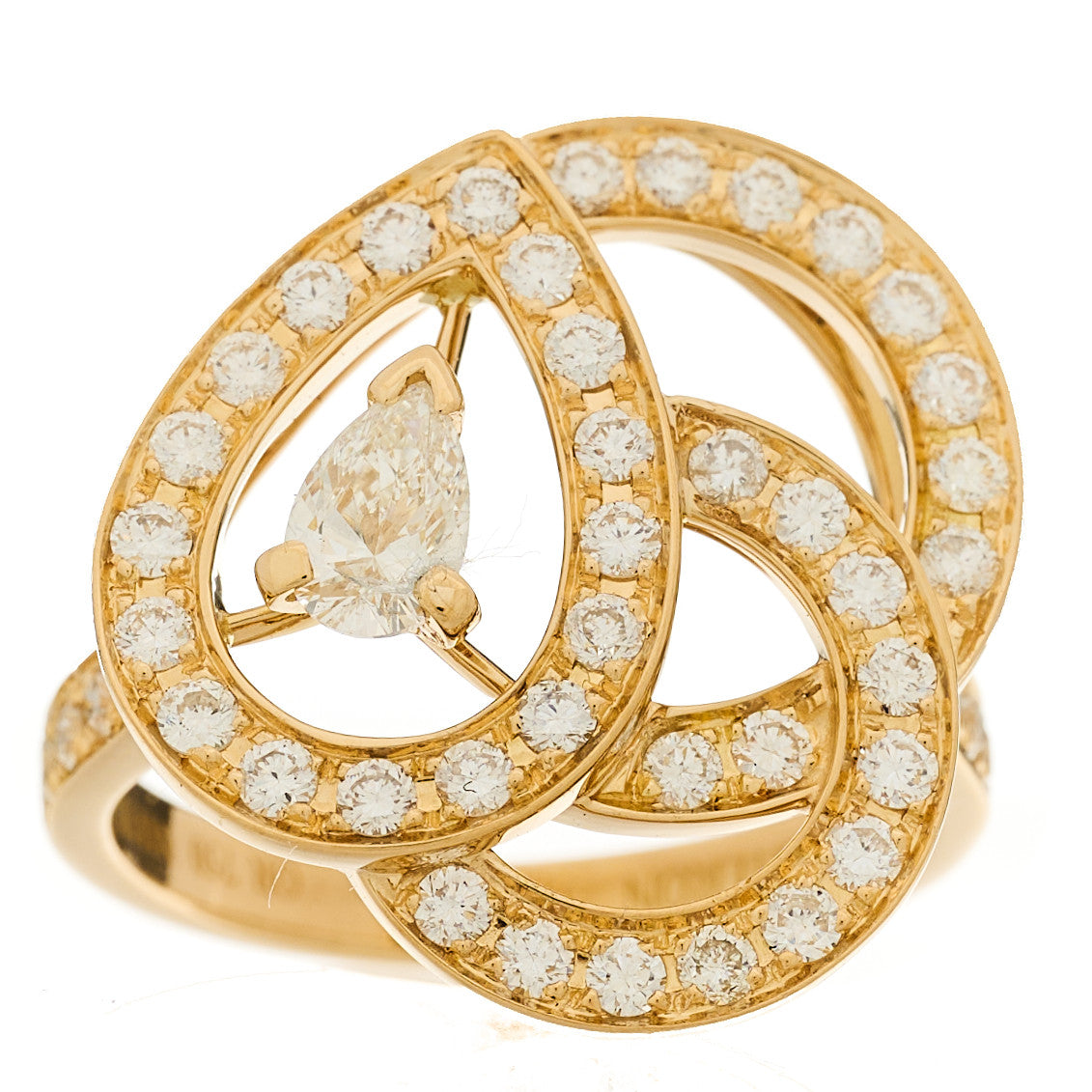 Boucheron 18K Yellow Gold Diamond Ava Deco Ring 49 4.75 1 of 8