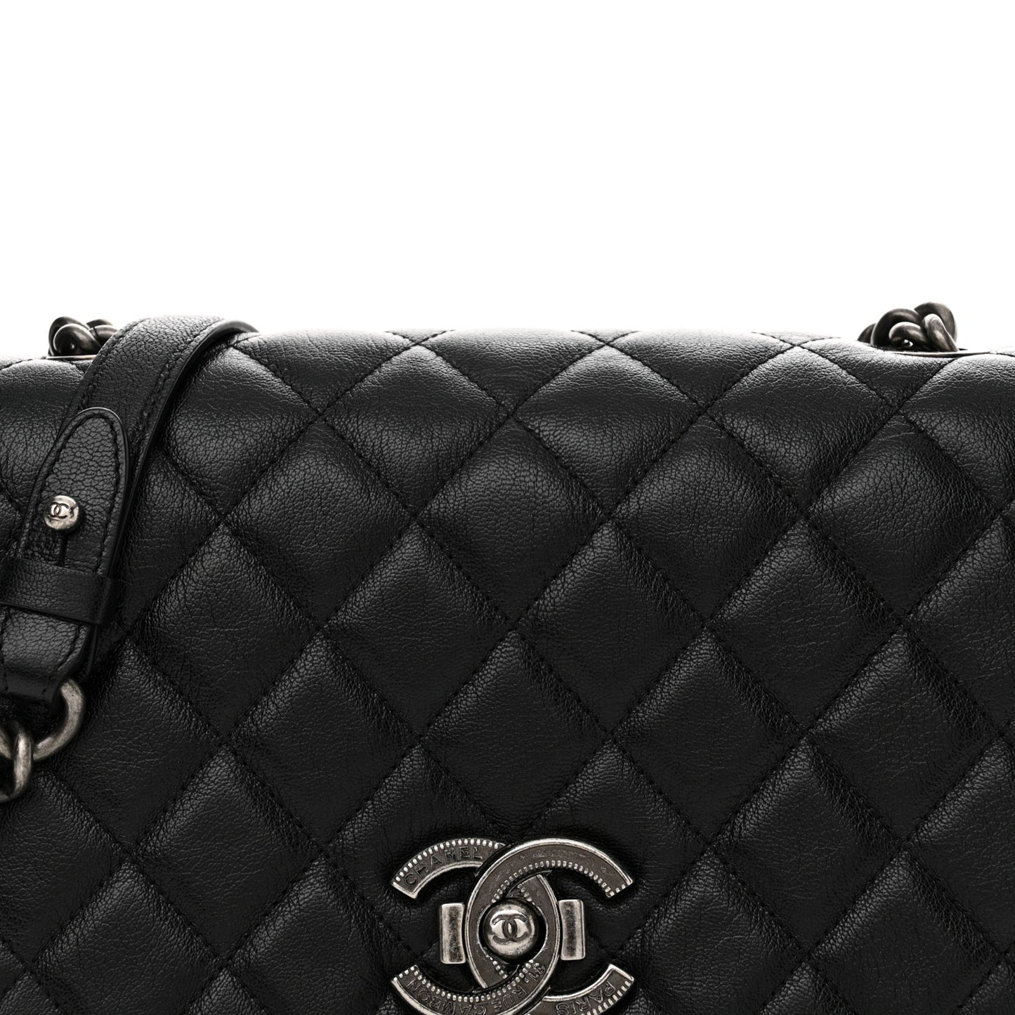 Goatskin Quilted Medium City Rock Flap Black