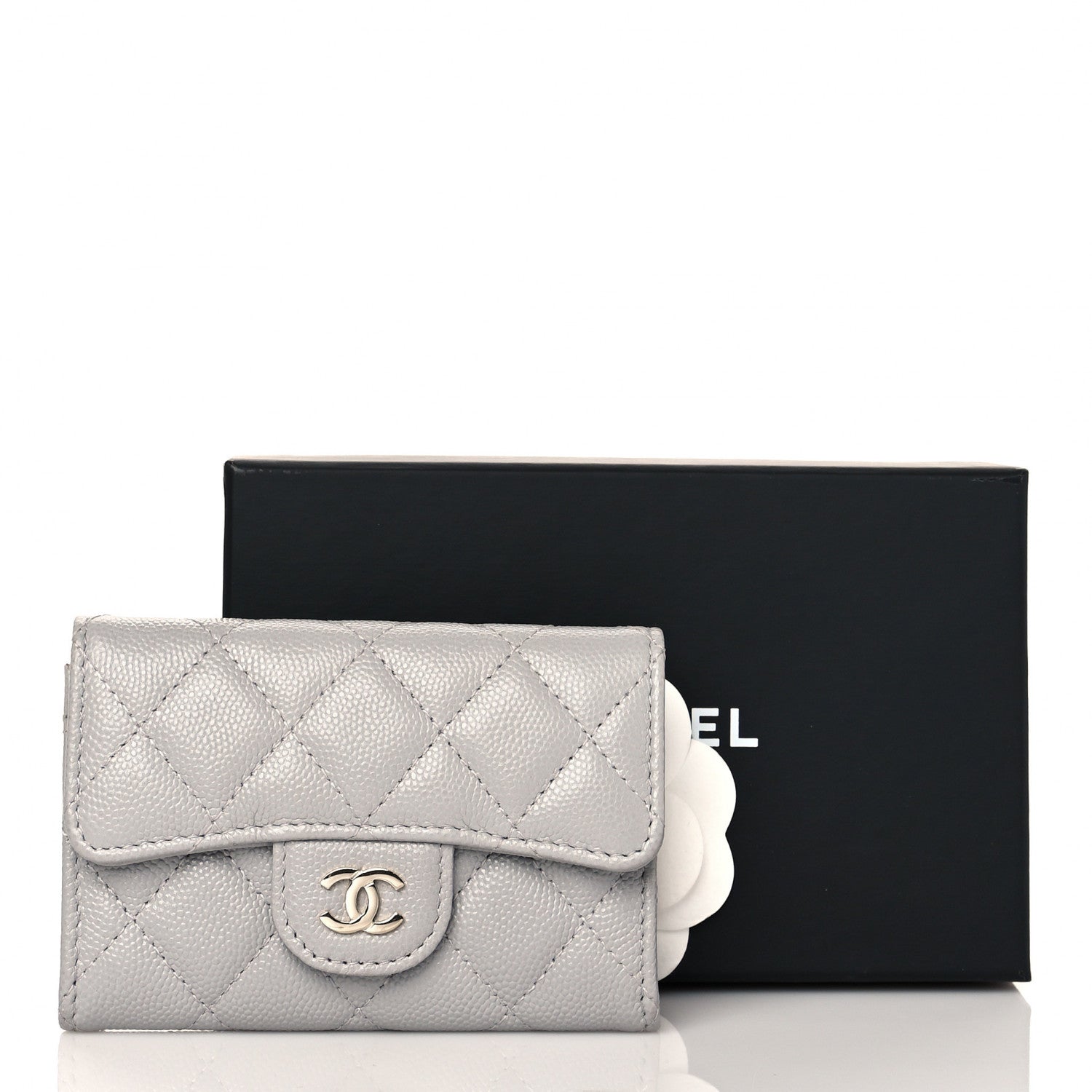 Chanel Caviar Quilted Flap Card Holder Wallet Grey 12 of 12