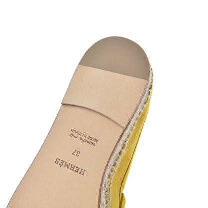 Hermes Suede Goatskin Womens Trip Espadrilles 37 Jaune Citron 12 of 13