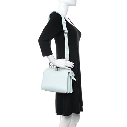 Fendi Nylon Vitello Cover Logo Embossed Mini Peekaboo I SEE U Satchel Baleari Black 2 of 11
