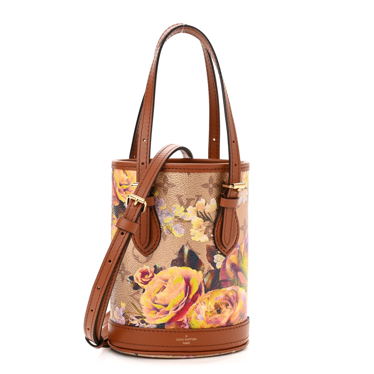Louis Vuitton Metallic Monogram LV Garden Nano Bucket Bag Gold 1 of 9