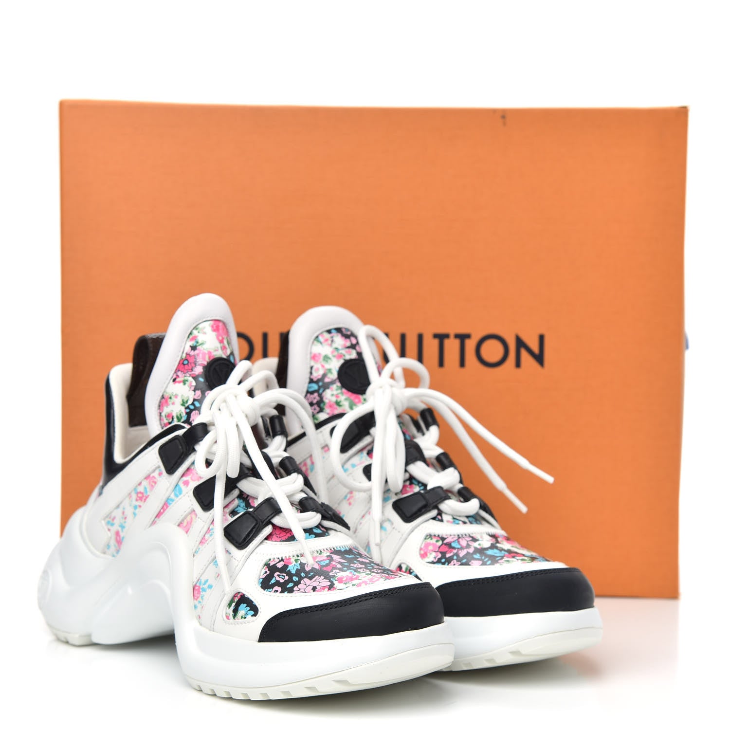 Louis Vuitton Flower Printed Calfskin Monogram LV Archlight Sneakers 36 Black Rose 8 of 8