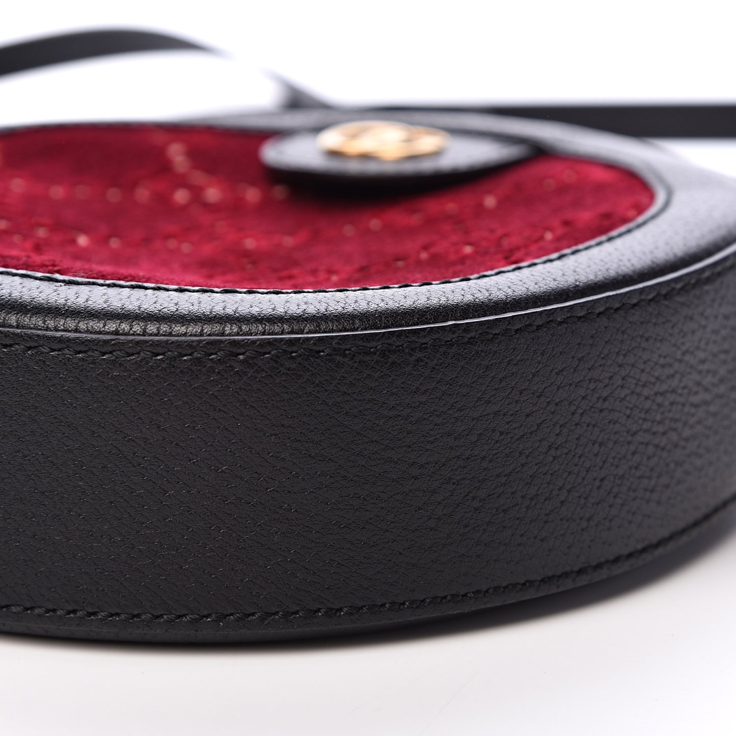 Velvet GG Monogram Textured Calfskin Round Shoulder Bag Red Cipria Black