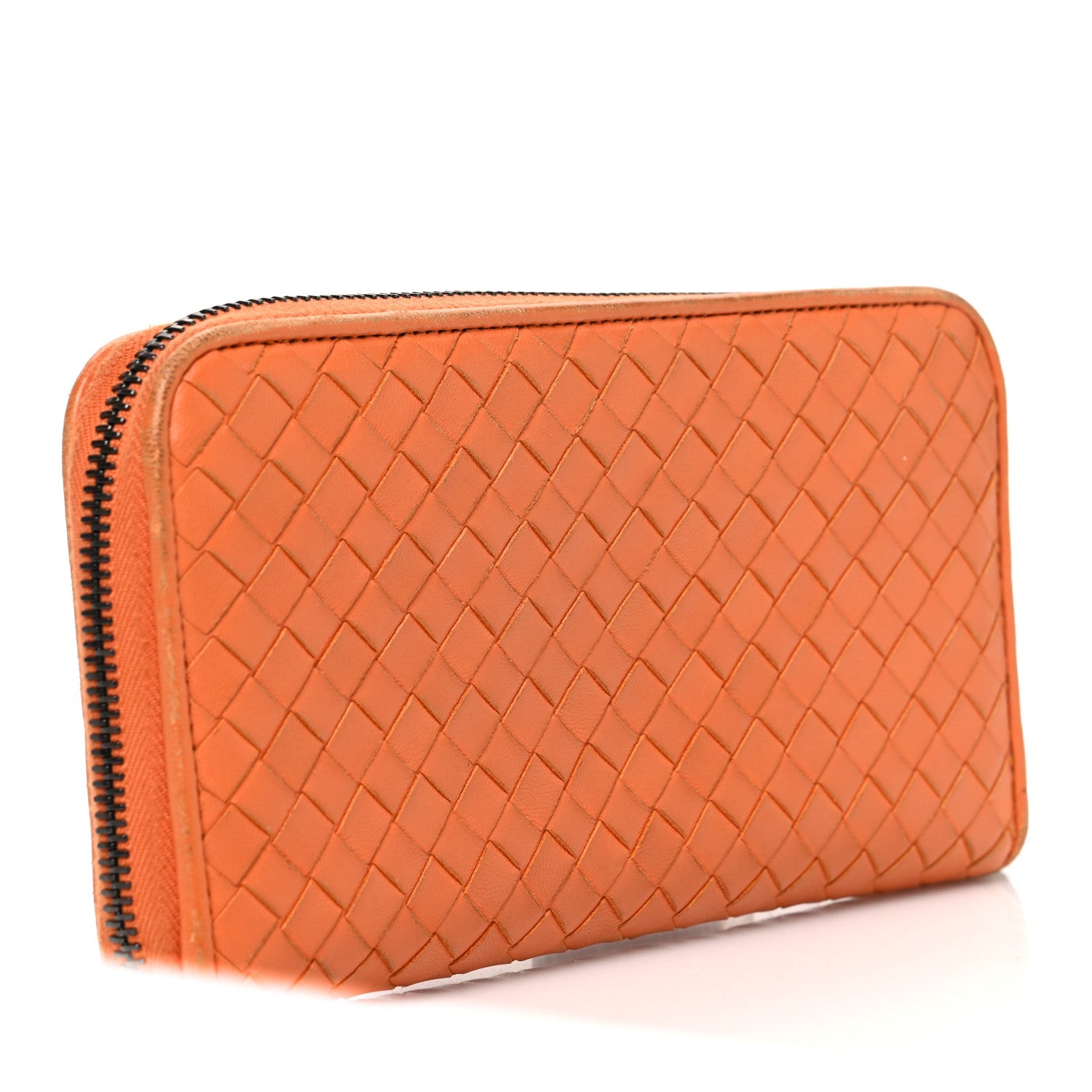Bottega Veneta Nappa Intrecciato Zip Around Wallet Orange 3 of 9