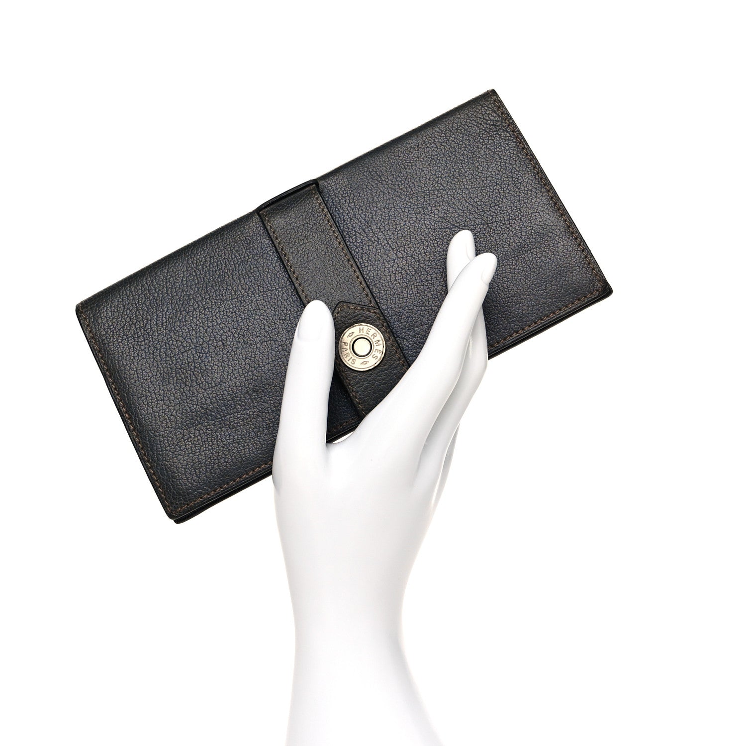 Hermes Buffle Dimitri Long Wallet Bleu Thalassa 2 of 12