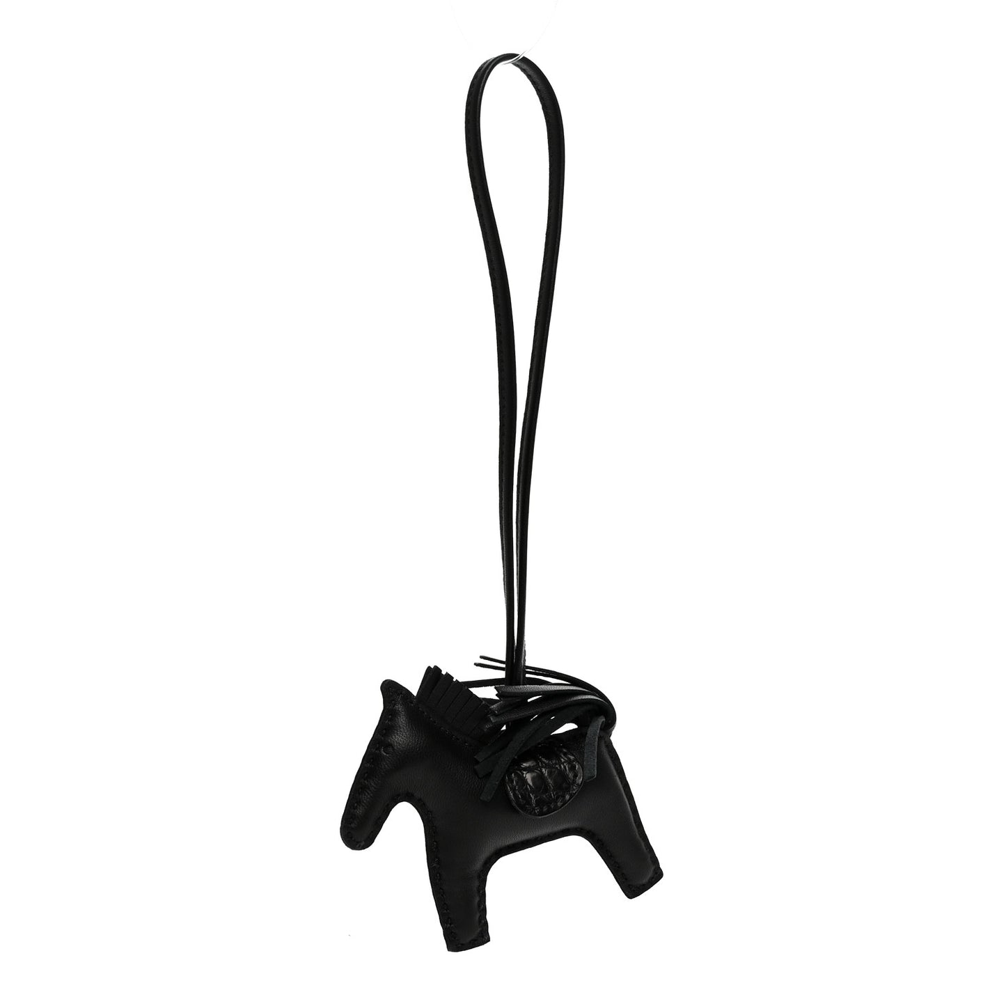 Milo Lambskin Matte Alligator Touch Grigri Rodeo Horse Bag Charm PM So Black