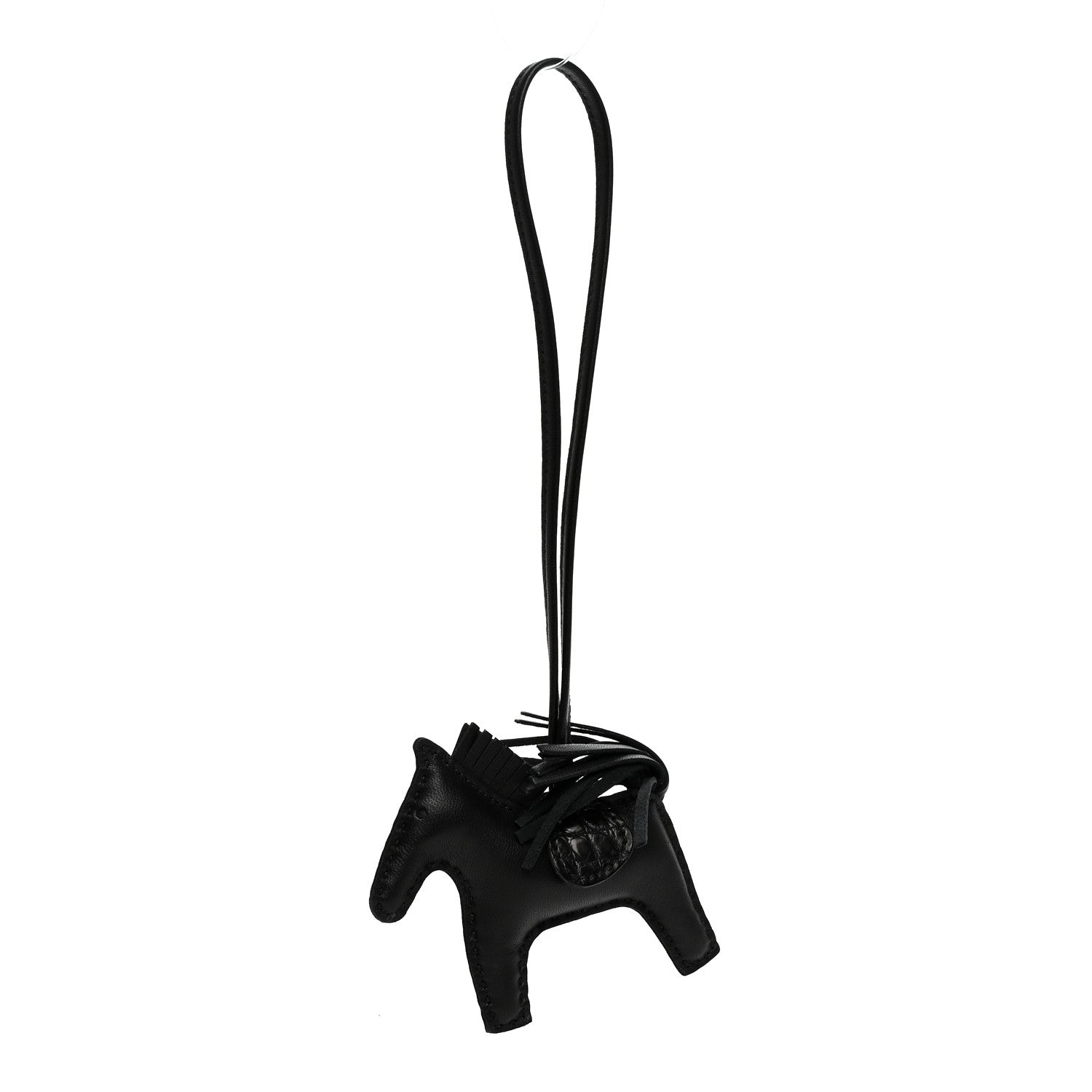 Hermes Milo Lambskin Matte Alligator Touch Grigri Rodeo Horse Bag Charm PM So Black 1 of 4