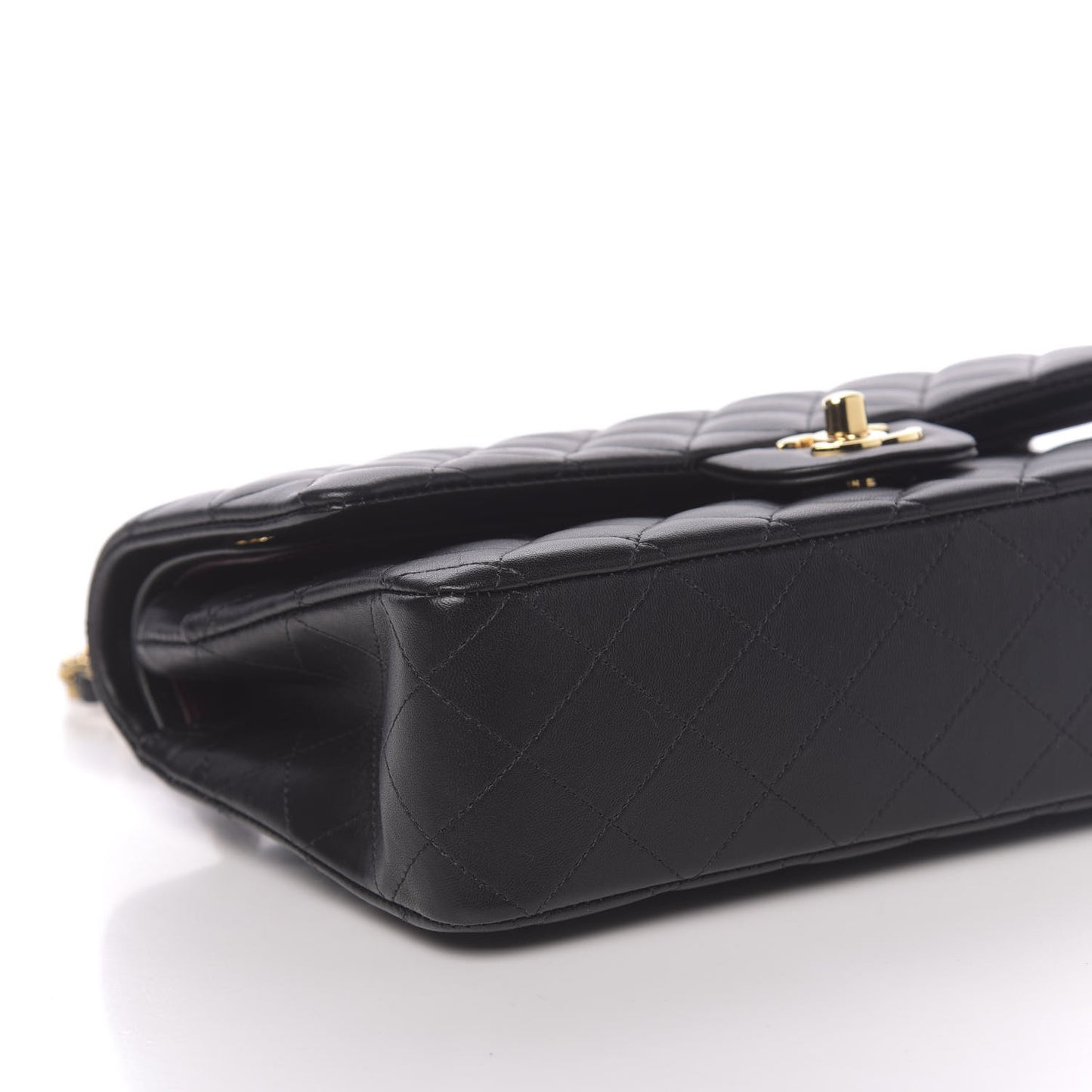 Lambskin Quilted Medium Double Flap Black