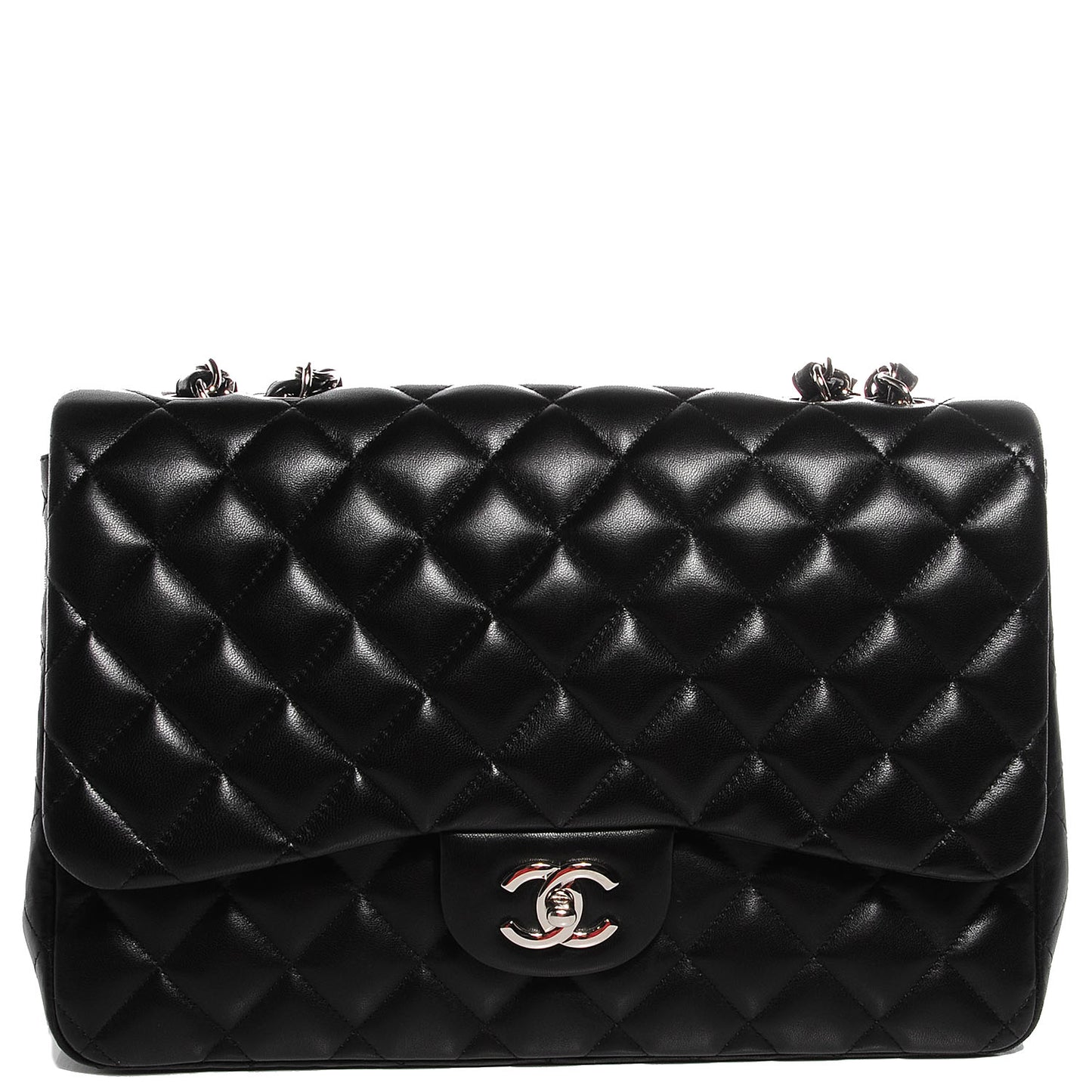 Lambskin Quilted Jumbo Single Flap Black