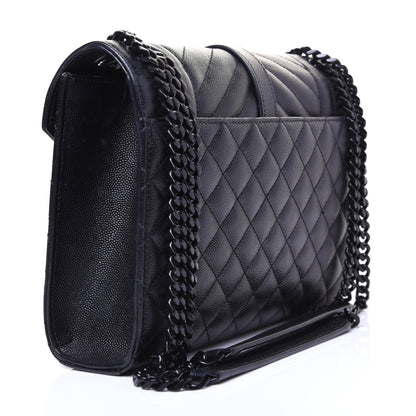 Saint Laurent Grain De Poudre Textured Mixed Matelasse Triquilt Medium Monogram Satchel Black 3 of 13
