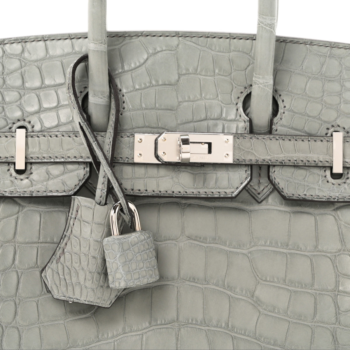 Matte Alligator Birkin 25 Gris Ciment