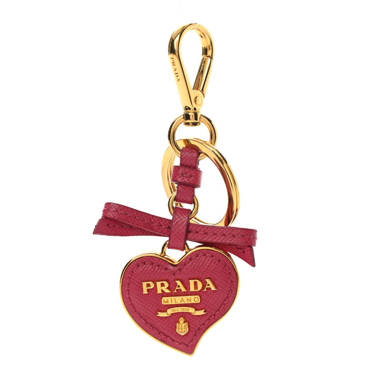 Saffiano Heart Keychain Charm Peonia