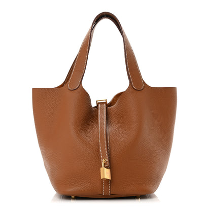 Hermes Taurillon Clemence Picotin Lock 22 MM Gold 1 of 12