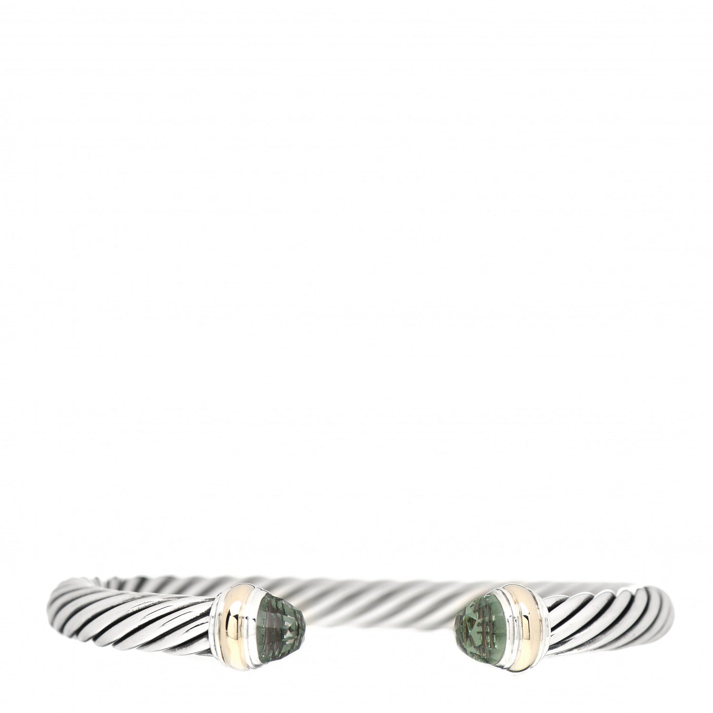 Sterling Silver 14K Yellow Gold Prasiolite 7mm Cable Classics Bracelet