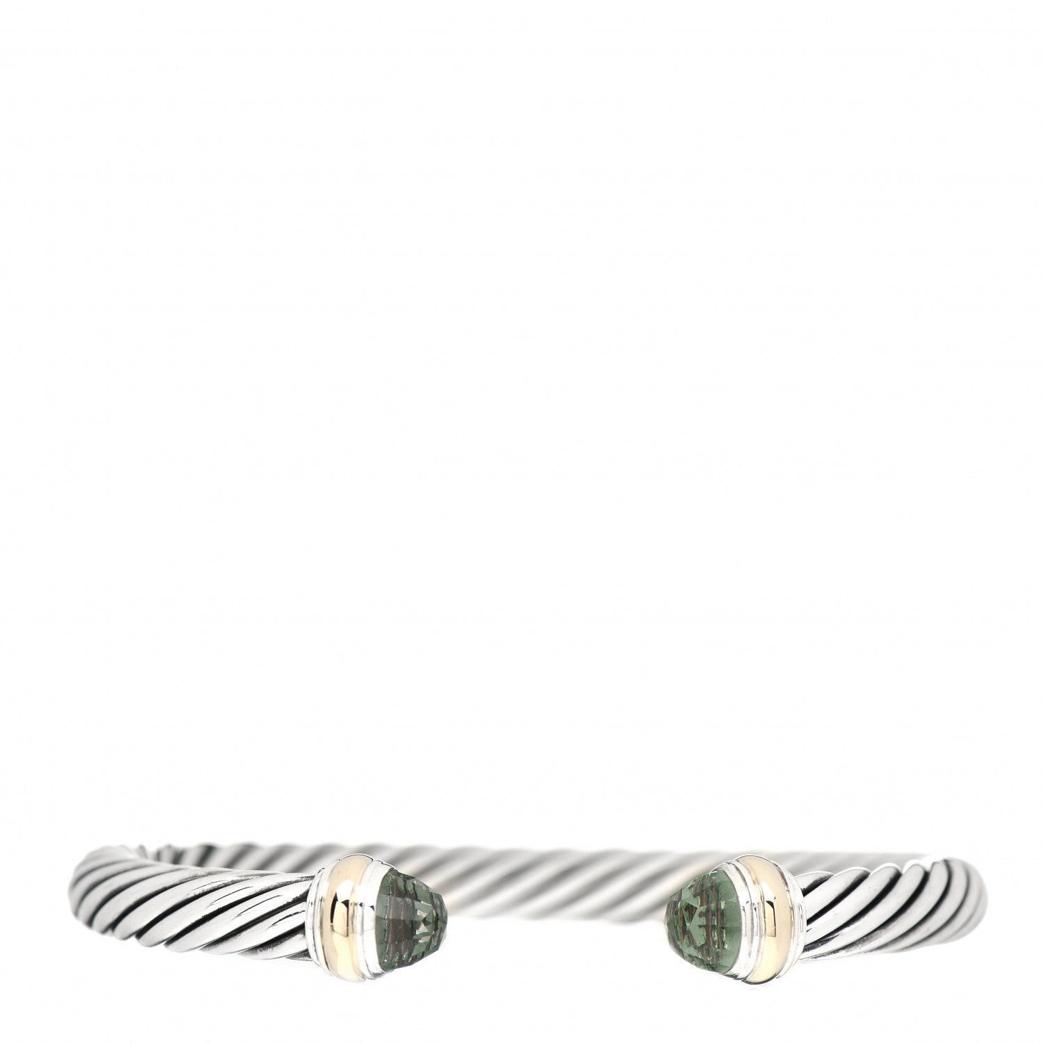 David Yurman Sterling Silver 14K Yellow Gold Prasiolite 7mm Cable Classics Bracelet 1 of 4