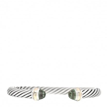 David Yurman Sterling Silver 14K Yellow Gold Prasiolite 7mm Cable Classics Bracelet 1 of 4