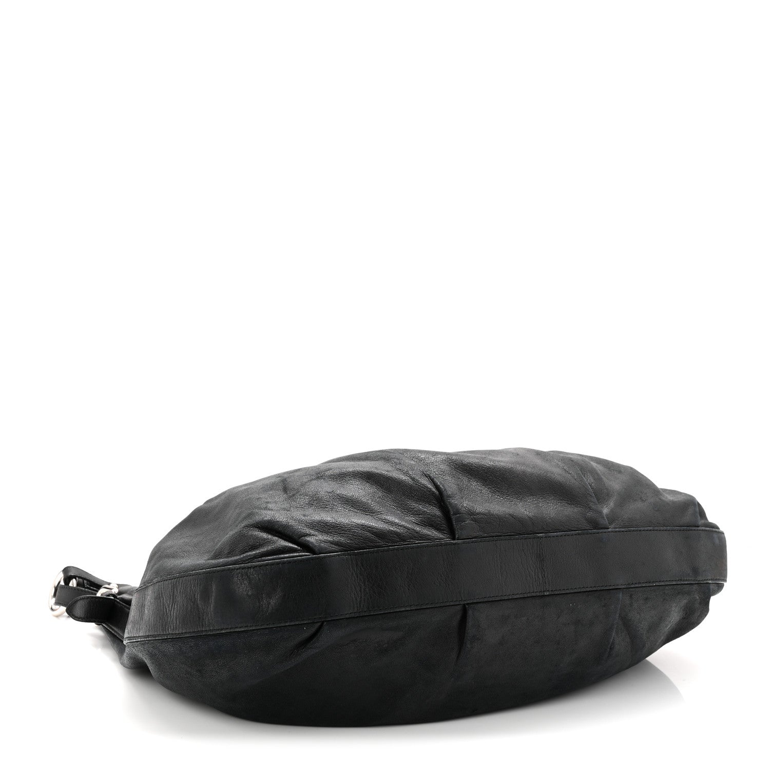 Prada Soft Calf Pleated Hobo Black 4 of 10