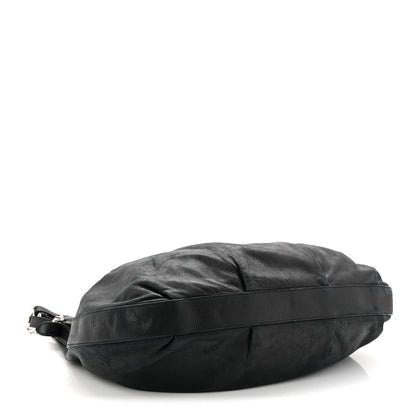 Prada Soft Calf Pleated Hobo Black 4 of 10