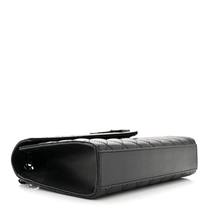 Saint Laurent Grain De Poudre Textured Mixed Matelasse Triquilt Medium Monogram Satchel Black 4 of 10