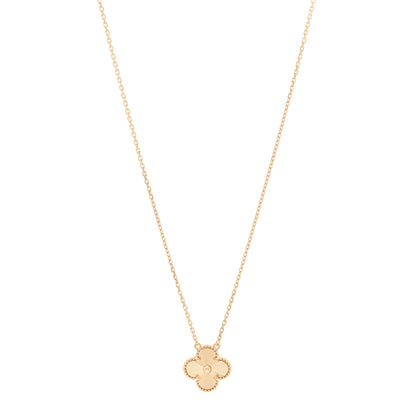 Van Cleef & Arpels 18K Yellow Gold Guilloche Vintage Alhambra Pendant Necklace 1 of 6