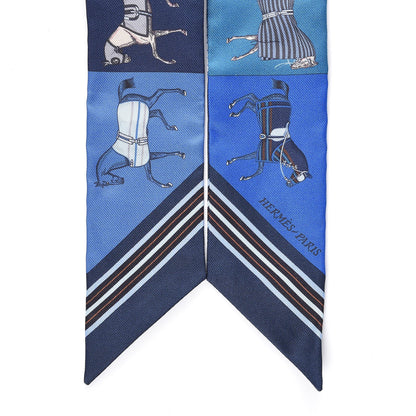 Hermes Silk Couvertures Nouvelles Twilly Marine Noisette Ciel 5 of 5