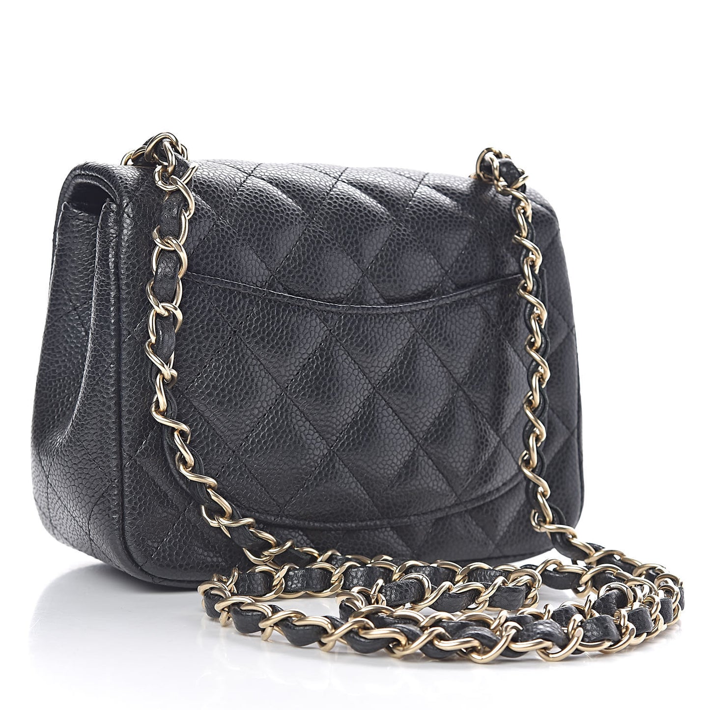 Metallic Caviar Quilted Mini Square Flap Black