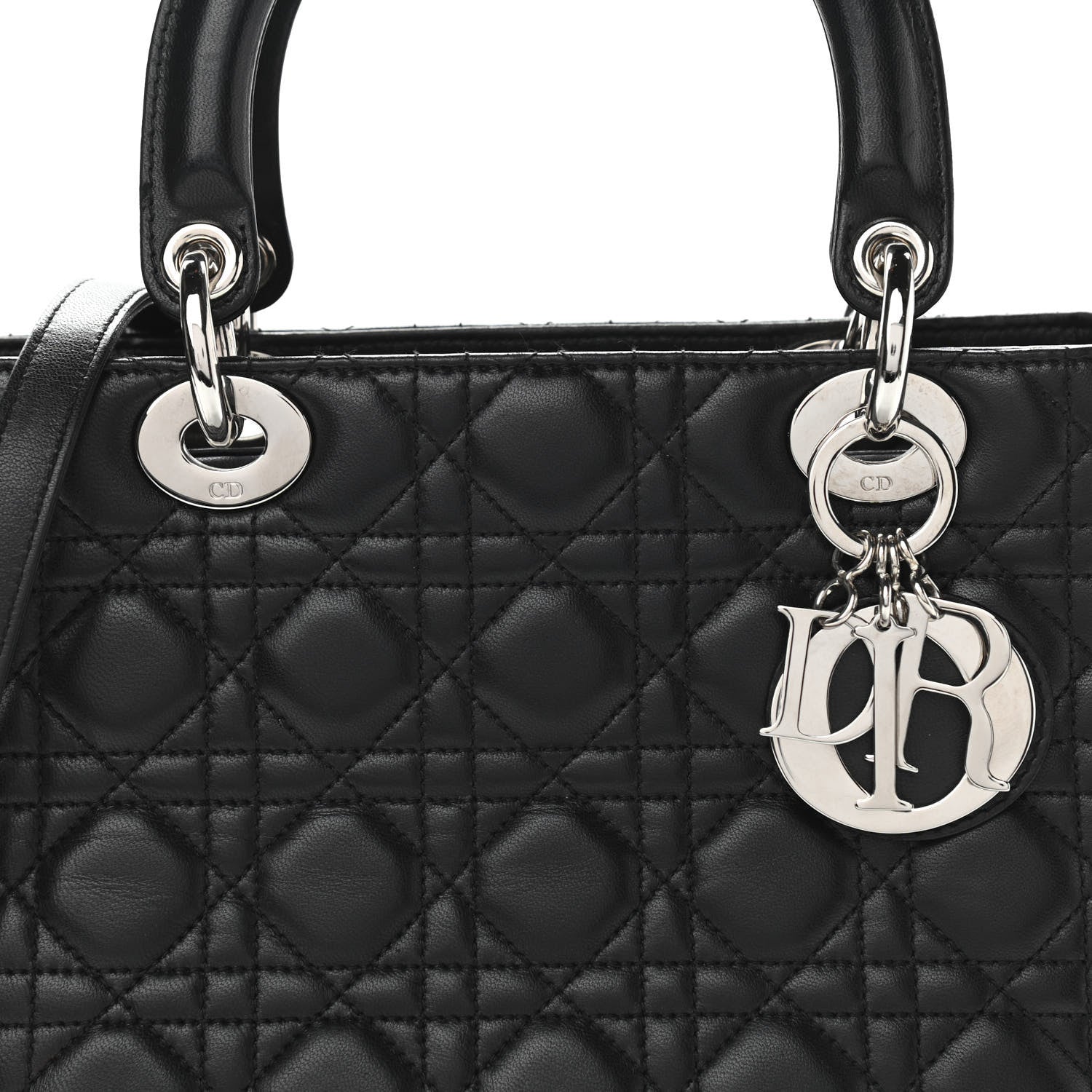 Christian Dior Lambskin Cannage Medium Lady Dior Black 7 of 9