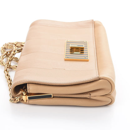 Fendi Calfskin Paris Pequin Small Shoulder Bag Beige 11 of 14