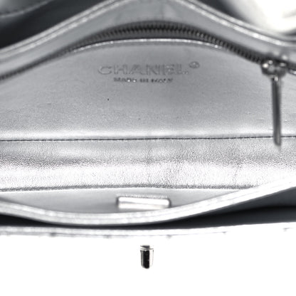 Chanel Hammered Metallic Calfskin Quilted Flap Silver 7 of 9