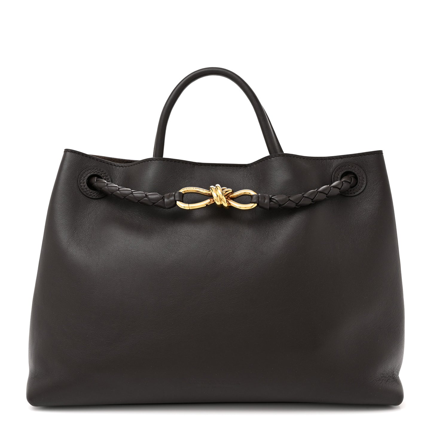 Silky Calfskin Medium Andiamo Shoulder Bag Black