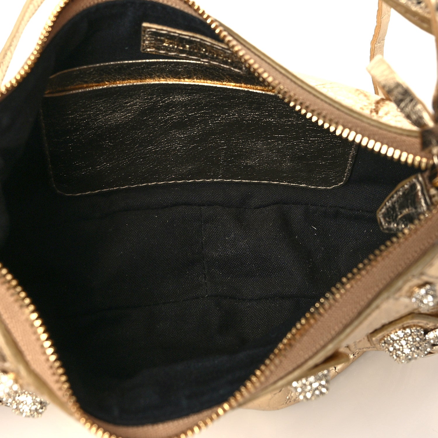 Balenciaga Metallic Arena Agneau Crystal Le Cagole Mini Purse With Chain Light Gold 5 of 10