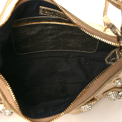 Balenciaga Metallic Arena Agneau Crystal Le Cagole Mini Purse With Chain Light Gold 5 of 10