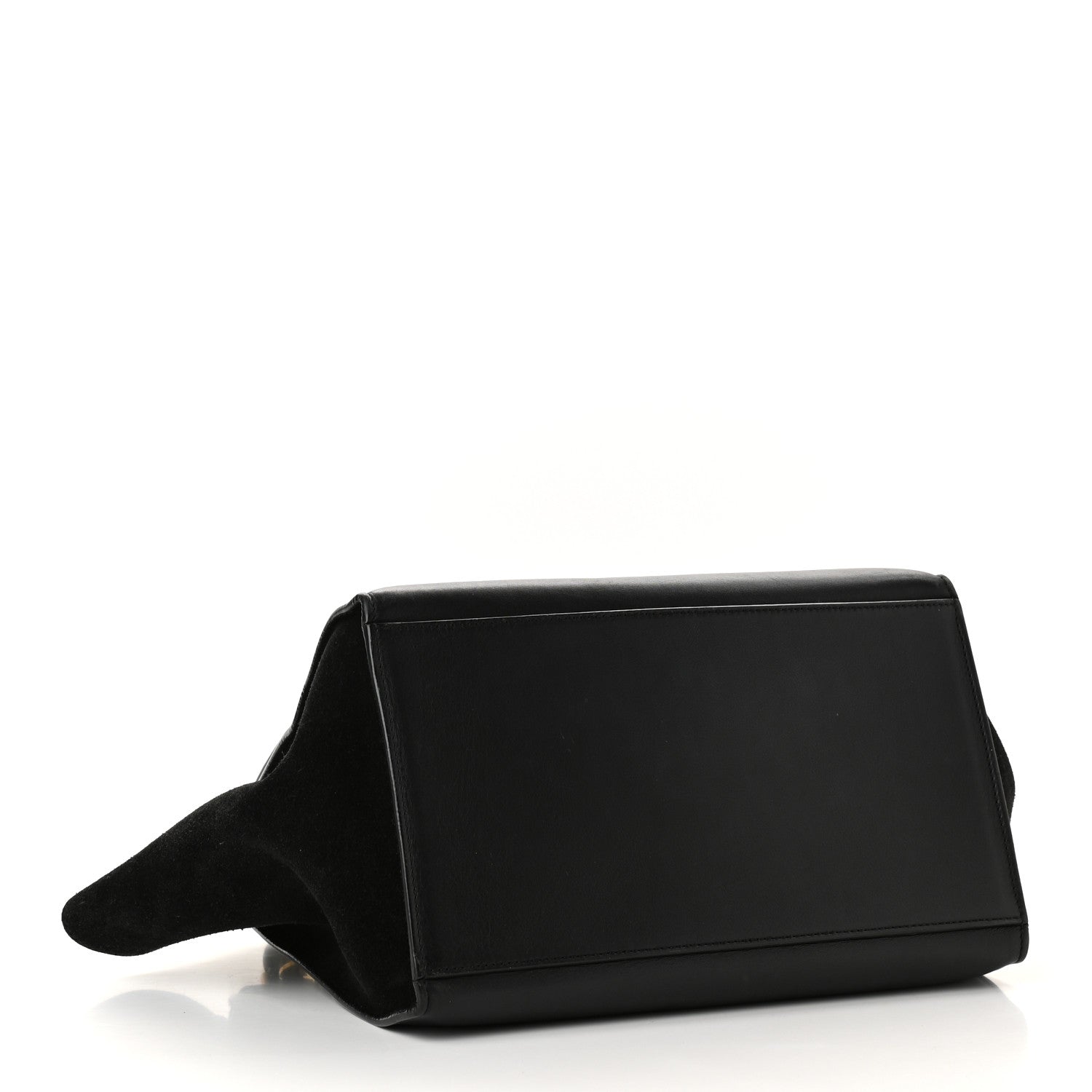 Celine Crocodile Embossed Calfskin Suede Medium Trapeze Black 4 of 9