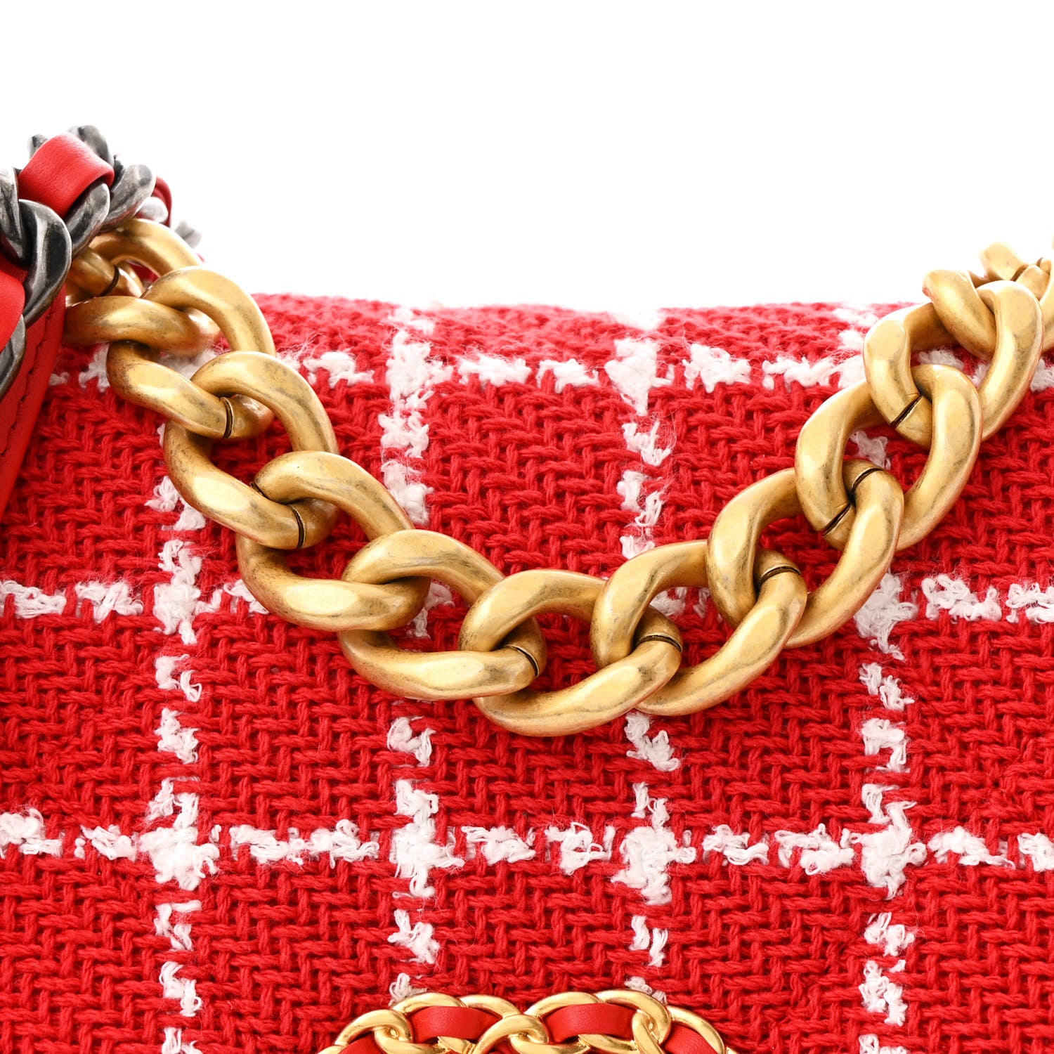 Chanel Tweed Quilted Medium Chanel 19 Flap Red White 8 of 10