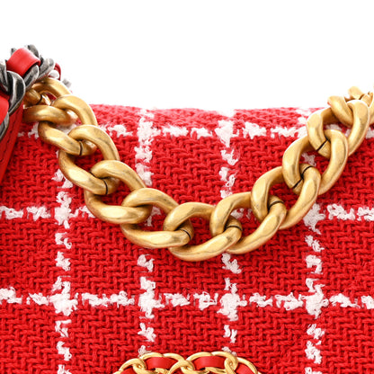 Chanel Tweed Quilted Medium Chanel 19 Flap Red White 8 of 10